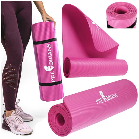 Mata gruba do ćwiczeń (1,5 cm) NBR Pretorians różowa