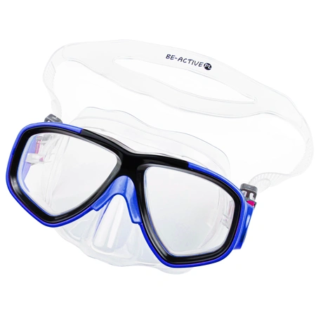 Okulary maska do nurkowania pływania snorkelingu niebieskie dla dzieci i młodzieży