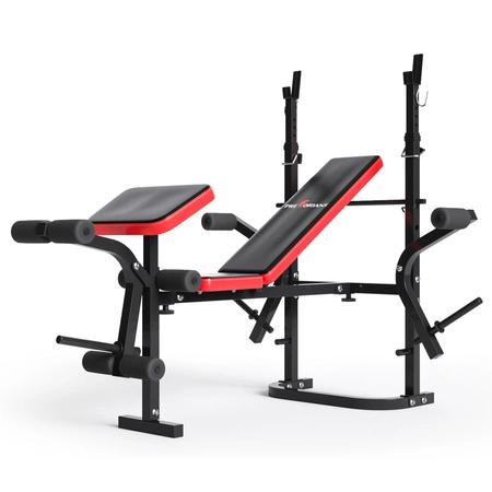 Zestaw do ćwiczeń 141kg z ławką PH 2132 sztangą 180 cm, gryfem 120 cm łamanym, obciążeniem 105 kg i hantlami