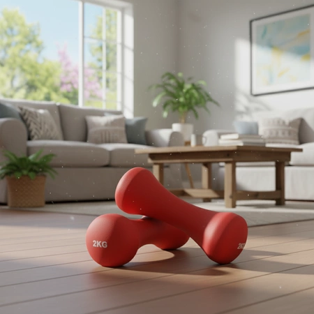 Hantle neoprenowe 2x2 kg czerwone – hantle do ćwiczeń w domu
