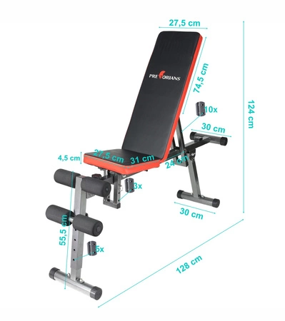Zestaw do ćwiczeń 92kg z ławką treningową TB102 sztangą / gryfem prostym 180 cm, obciążeniem 60 kg i hantlami