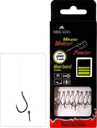 PRZYPON METHOD FEEDER - Z IGŁĄ - hak z zadziorem nr 12 / żyłka: 0.23mm/10cm - 8 sztuk