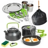 Zestaw garnków naczyń turystycznych pod namiot zielony