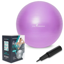 Piłka gimnastyczna anti burst 65 cm fioletowa Pretorians z pompką