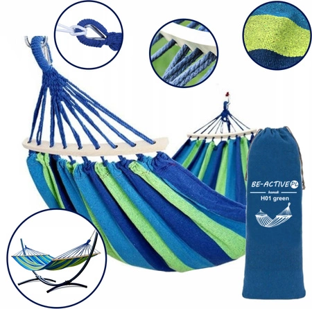 Hamak, huśtawka zielona 260x150cm H01 Be-Active.pl