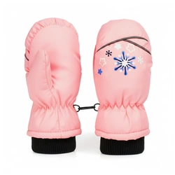 Rękawiczki dziecięce narciarskie zimowe jasno różowe rękawice jednopalczaste ciepłe 2-6 lat