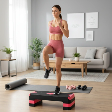 Step do aerobiku 3 stopnie regulowany różowy AC3 Pretorians