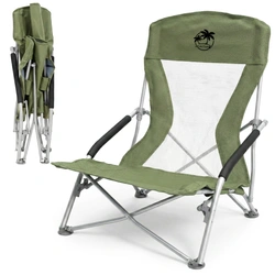 Krzesło turystyczne plażowe wędkarskie na kemping ryby rozkładane zielone