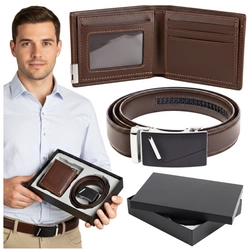 Pasek i portfel na prezent dla chłopaka elegancki męski zestaw ZP09