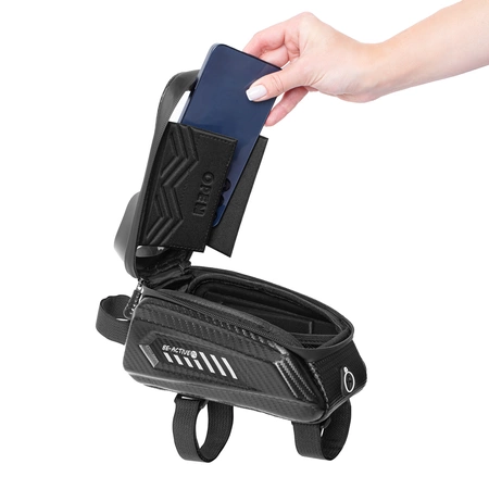 Sakwa rowerowa na ramę z etui na telefon do 7,2” - wodoodporna torba na rower