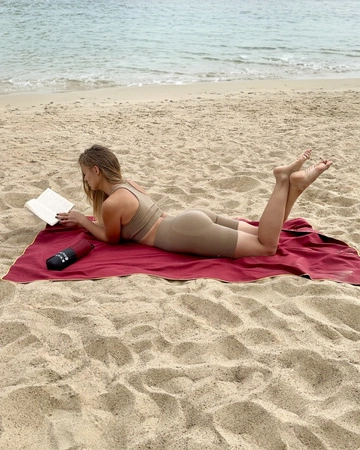 Ręcznik szybkoschnący z mikrofibry 180x100cm bordowo-pomarańczowy