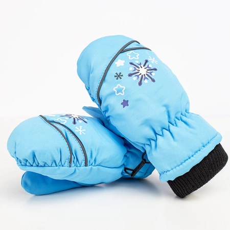 Rękawiczki dziecięce narciarskie zimowe niebieskie rękawice jednopalczaste ciepłe 2-6 lat