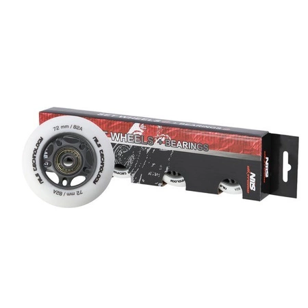 Zestaw pu 72x24 82a białe matowe (4 szt.)+ łożyska abec-9 (8 szt.) nils extreme