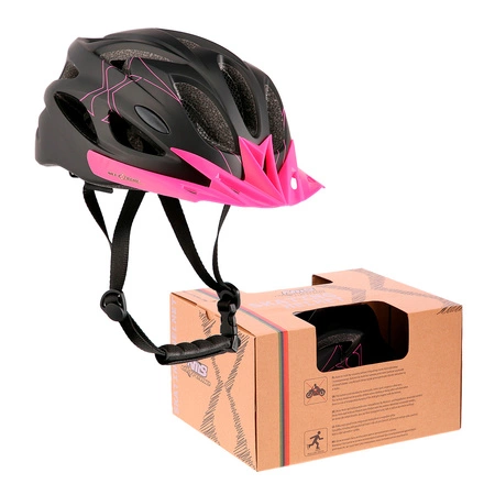 Kask ochronny do jazdy na rowerze rolkach czarno-różowy rozmiar M Nils Extreme MTW291