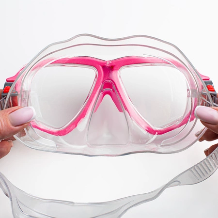 Okulary maska do nurkowania pływania snorkelingu różowe dla dzieci i młodzieży