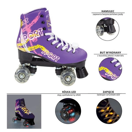 Wrotki NQ2202 świecące sznurówki i kółka rozmiar 37 Nils Extreme