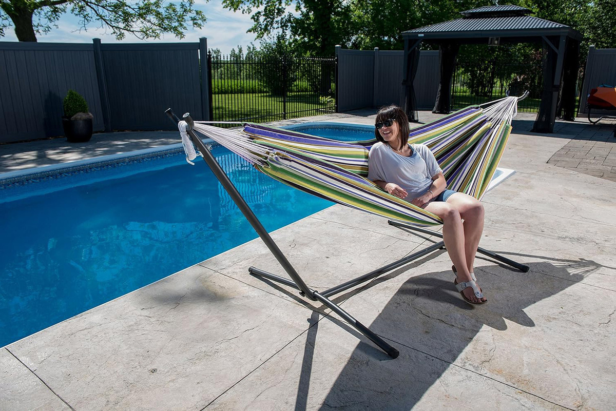 Stojak do hamaka stalowy stojak na hamak ogrodowy balkonowy do domu