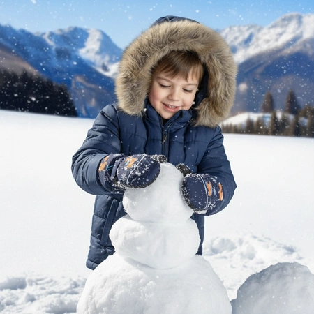 Rękawiczki zimowe jednopalczaste granatowe narciarskie wodoodporne rękawice dla dzieci