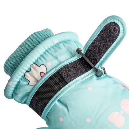 Rękawice narciarskie zimowe rękawiczki dla dzieci ocieplane wodoodporne miętowe dla dziewczynki