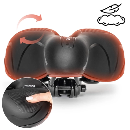 Siodełko rowerowe szerokie sportowe amortyzujące miękkie z odblaskiem wentylacją szare