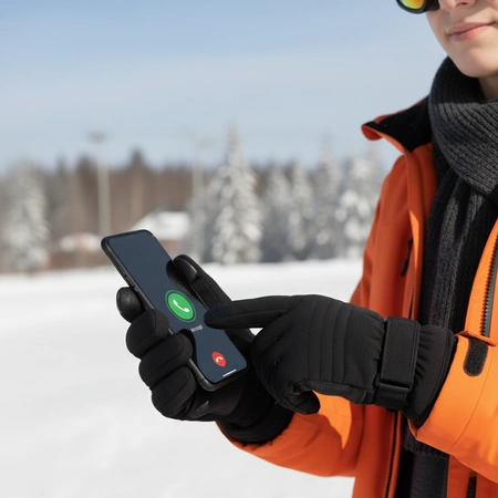 Rękawiczki do ekranów dotykowych narciarskie na zimę M czarne