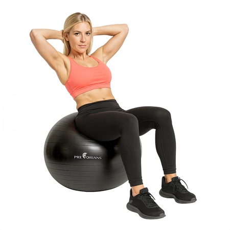 Piłka gimnastyczna anti burst 65 cm czarna Pretorians z pompką