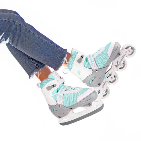 Łyżworolki NH11912 2w1 biało-miętowe rozmiar L Nils Extreme