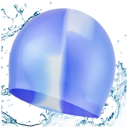 Czepek silikonowy na basen pływacki kąpielowy CP6 niebiesko biały
