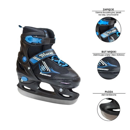 ŁYŻWY HOKEJOWE NILS EXTREME NH7104 A regulowane 30-33 czarno - niebieskie S