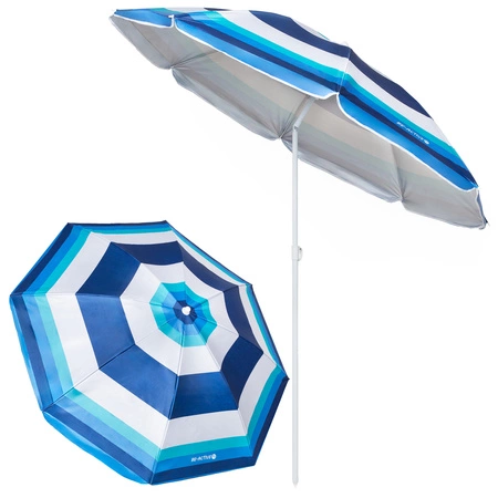Parasol plażowy ogrodowy składany na balkon 180cm Paski biało-niebieskie