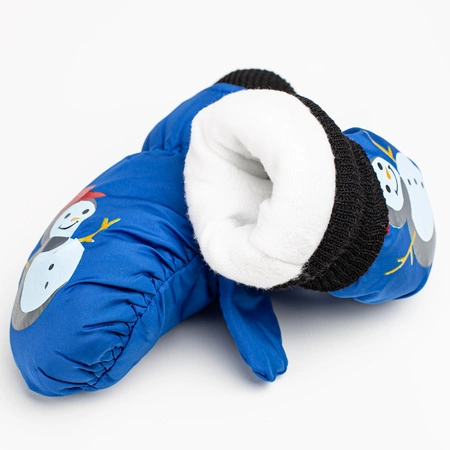 Rękawiczki dziecięce narciarskie zimowe jednopalczaste 12 cm niebieskie