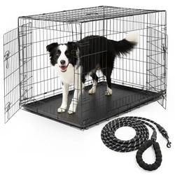 Klatka dla psa metalowa składana + smycz linowa - komfort i kontrola