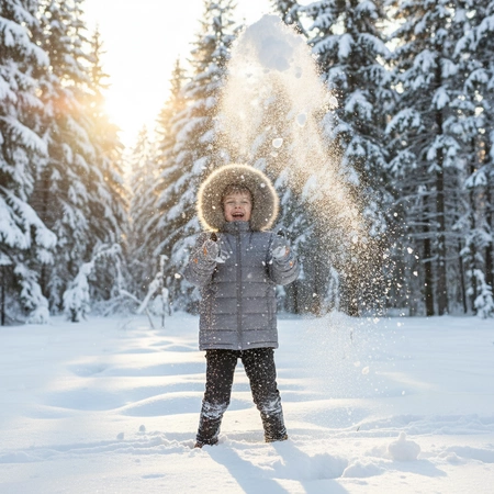Rękawiczki zimowe jednopalczaste szare narciarskie wodoodporne rękawice dla dzieci