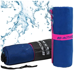 Ręcznik szybkoschnący z mikrofibry 130x80 granatowo-różowy