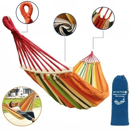 Hamak, huśtawka pomarańczowy 260x150cm H04 Be-Active.pl