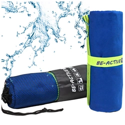 Ręcznik szybkoschnący z mikrofibry 130x80 granatowo-limonkowy