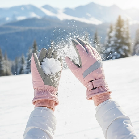 Rękawiczki narciarskie zimowe na snowboard narty M/L jasno-różowe