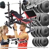 Zestaw do ćwiczeń 135kg z ławką treningową PH20C - ławka, sztanga, obciążenie, hantle
