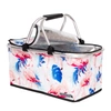 Kosz termiczny 30l składany na piknik i zakupy - wzór różowy flaming
