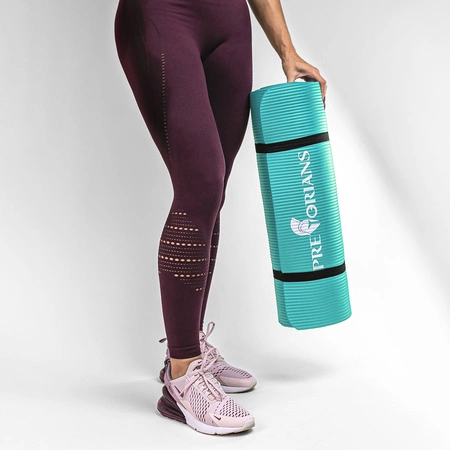 Mata gruba do ćwiczeń (1,5 cm) NBR Pretorians turkusowa