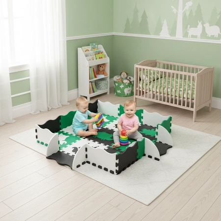 Mata piankowa edukacyjna puzzle dla dzieci 114x114 gruba zielona