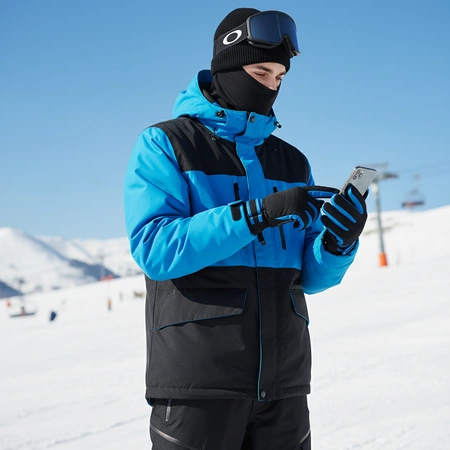 Rękawiczki do ekranów dotykowych narciarskie na zimę M niebieskie