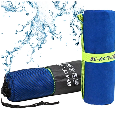 Ręcznik szybkoschnący z mikrofibry 180x100cm granatowo-limonkowy