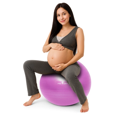 Piłka gimnastyczna anti burst 65 cm fioletowa Pretorians z pompką
