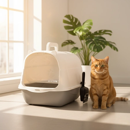 Kuweta składana dla kota kryta toaleta duża zamykana z łopatką