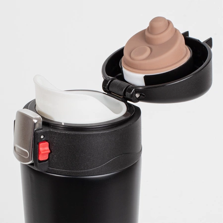 Kubek termiczny czarny 400ml termos do samochodu z ustnikiem