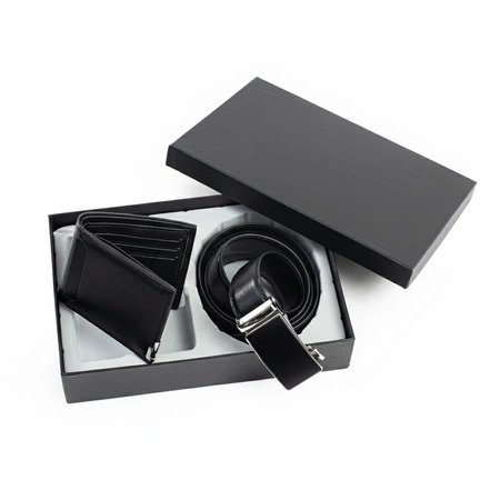 Pasek i portfel na prezent dla chłopaka elegancki męski zestaw ZP08