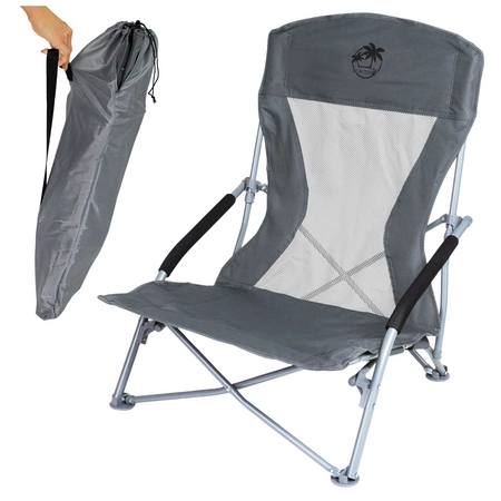 Krzesło turystyczne plażowe wędkarskie na kemping ryby rozkładane szare