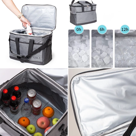 Duża torba termiczna na zakupy i piknik 26,5L - torba termoizolacyjna z wkładami chłodzącymi