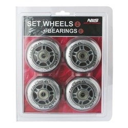 ZESTAW KÓŁKA I ŁÓŻYSKA PU 84x24 82A PRZEZROCZYSTE (4 szt.) + ABEC-7 (8 szt.) NILS EXTREME